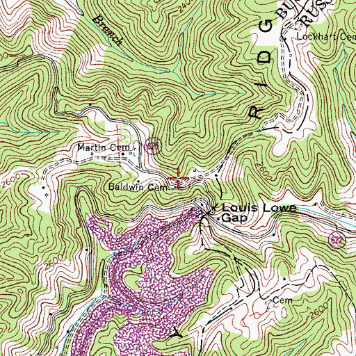 Topographic Map of Baldwin Cemetery, VA