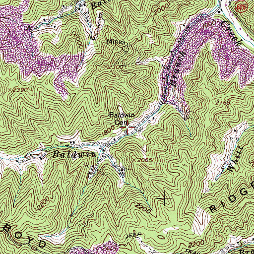 Topographic Map of Baldwin Cemetery, VA