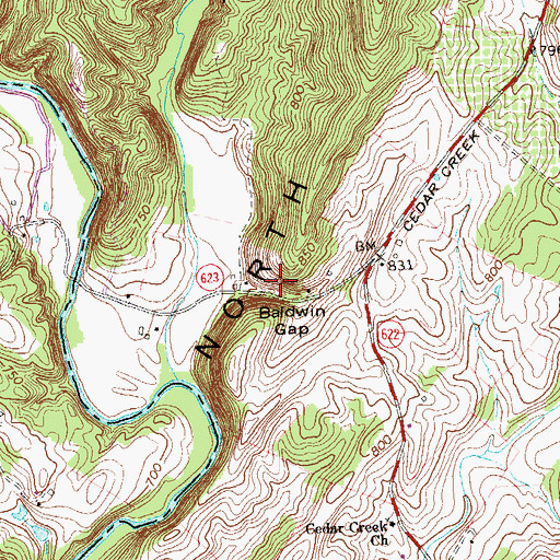 Topographic Map of Baldwin Gap, VA