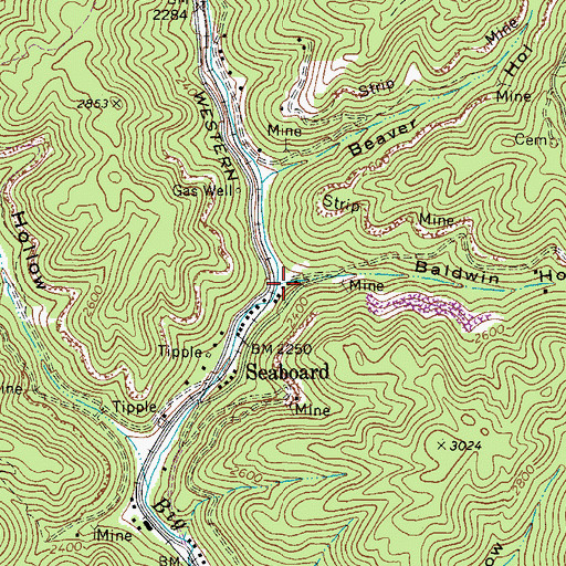 Topographic Map of Baldwin Hollow, VA