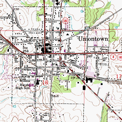 Topographic Map of First Baptist Church, AL