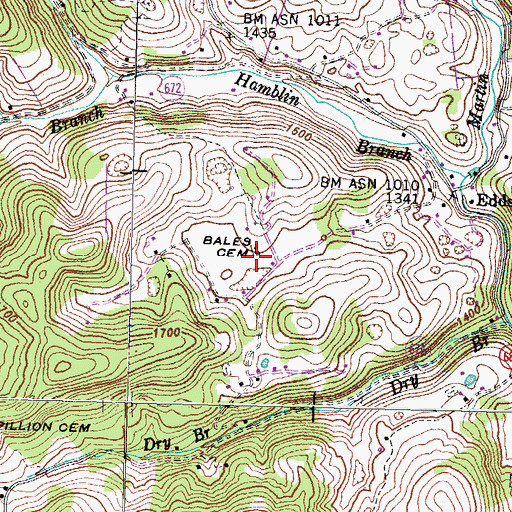 Topographic Map of Bales Cemetery, VA