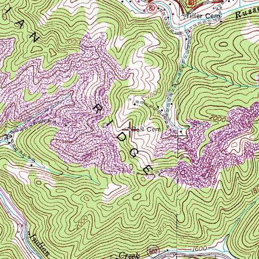 Topographic Map of Ball Cemetery, VA