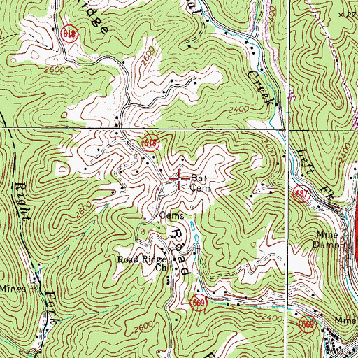 Topographic Map of Ball Cemetery, VA