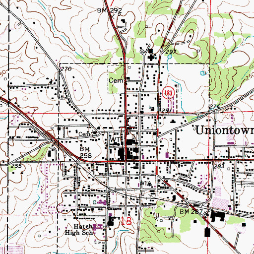 Topographic Map of First Presbyterian Church, AL