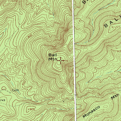 Topographic Map of Ball Mountain, VA