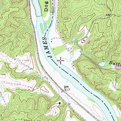Topographic Map of Ballowe Creek, VA