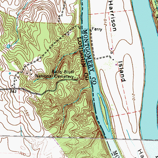 Topographic Map of Ball's Bluff National Cemetery, VA