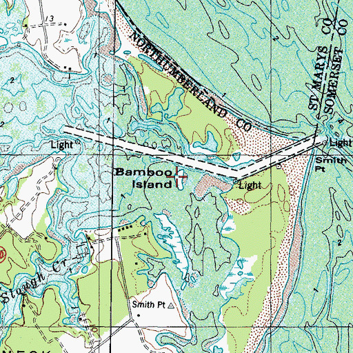 Topographic Map of Bamboo Island, VA