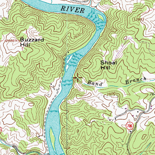 Topographic Map of Band Branch, VA