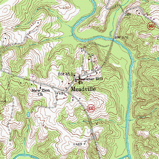 Topographic Map of Banister Hill Church, VA