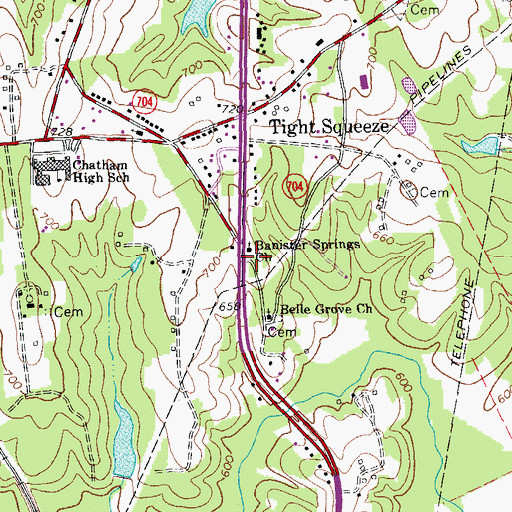 Topographic Map of Banister Springs Church, VA