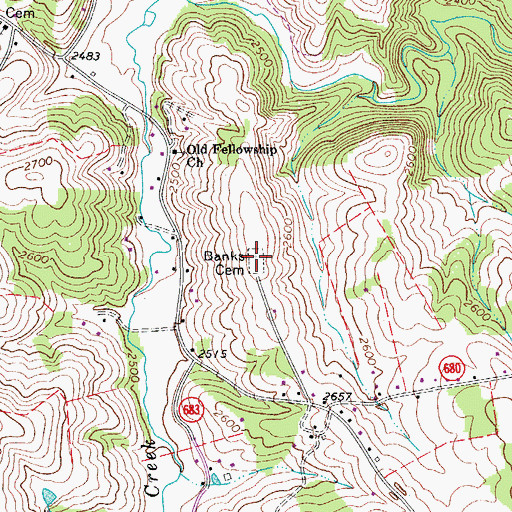 Topographic Map of Banks Cemetery, VA