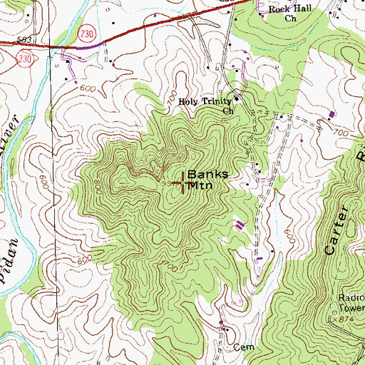 Topographic Map of Banks Mountain, VA