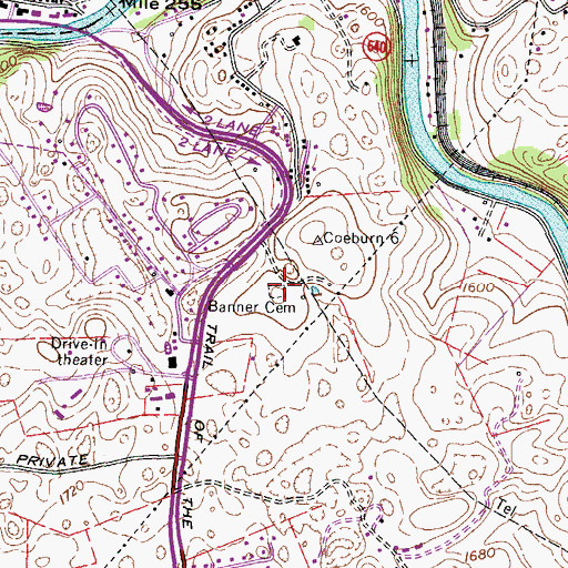Topographic Map of Banner Cemetery, VA