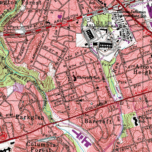Topographic Map of Barcroft Elementary School, VA
