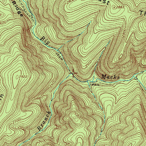 Topographic Map of Bark Camp Branch, VA