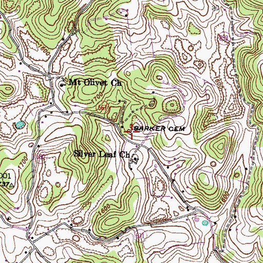 Topographic Map of Barker Cemetery, VA