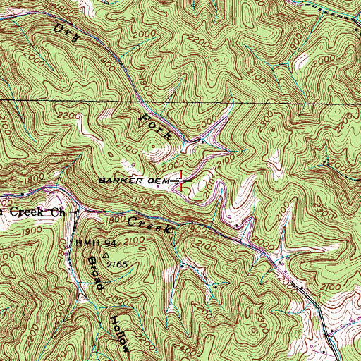 Topographic Map of Barker Cemetery, VA