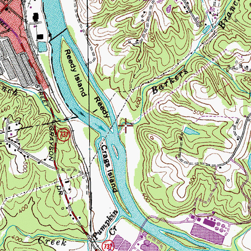 Topographic Map of Barkers Branch, VA