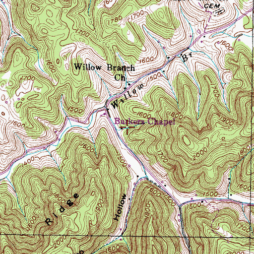 Topographic Map of Barkers Chapel, VA