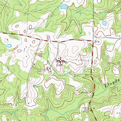 Topographic Map of Barnes Cemetery, VA