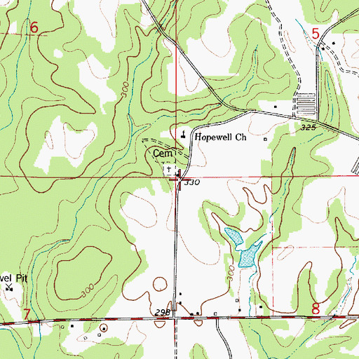 Topographic Map of Hopewell Church, AL