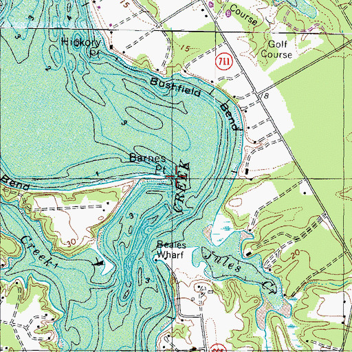Topographic Map of Barnes Point, VA