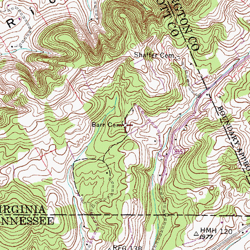 Topographic Map of Barr Cemetery, VA