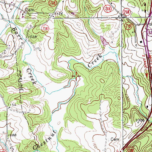 Topographic Map of Barr Creek, VA