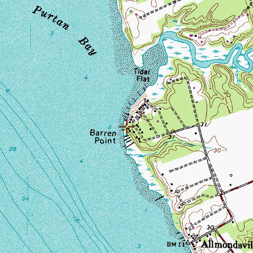 Topographic Map of Barren Point, VA
