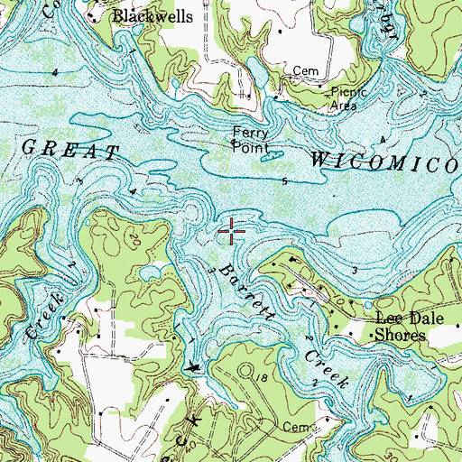 Topographic Map of Barrett Creek, VA