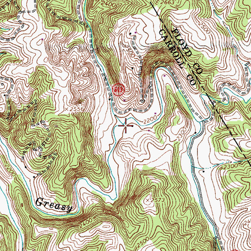 Topographic Map of Barrys Creek, VA