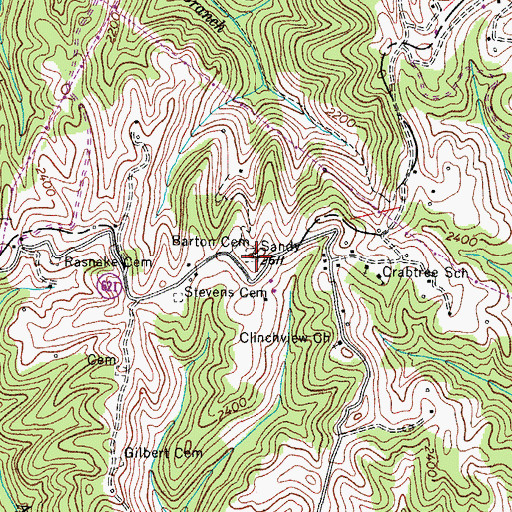 Topographic Map of Barton Cemetery, VA