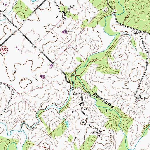 Topographic Map of Bartons Creek, VA