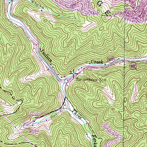 Topographic Map of Bartontown School, VA