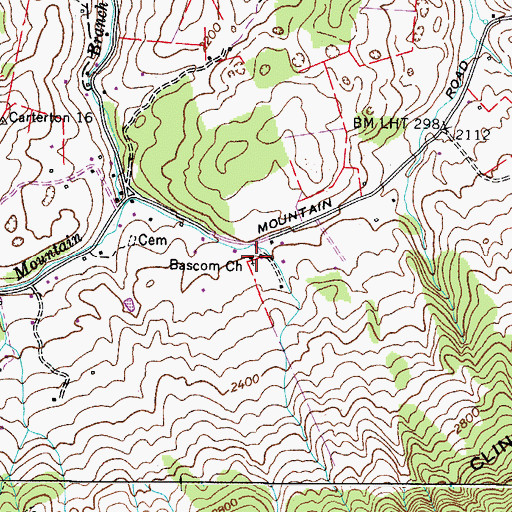 Topographic Map of Bascom Church, VA
