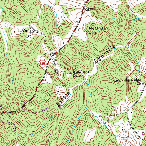 Topographic Map of Basham Cemetery, VA