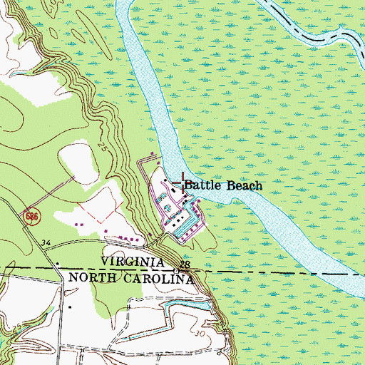 Topographic Map of Battle Beach, VA