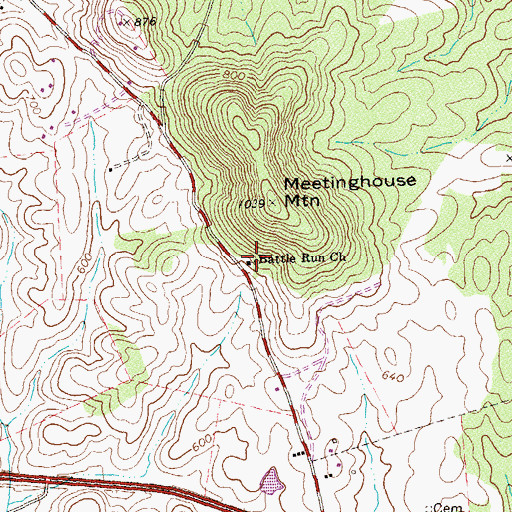 Topographic Map of Battle Run Church, VA