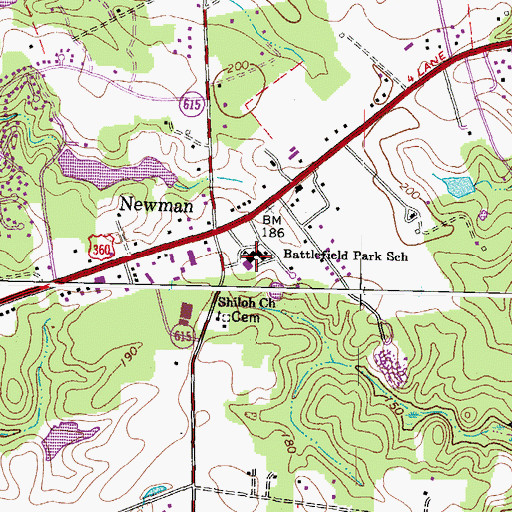 Topographic Map of Battlefield Park Elementary School, VA
