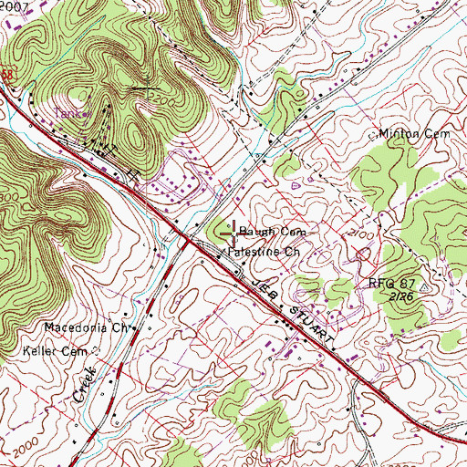 Topographic Map of Baugh Cemetery, VA
