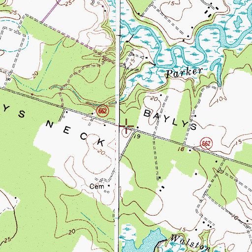Topographic Map of Baylys Neck, VA