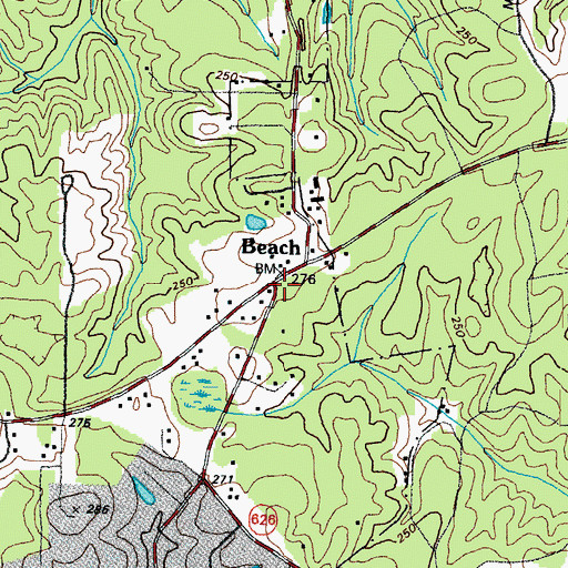 Topographic Map of Beach, VA