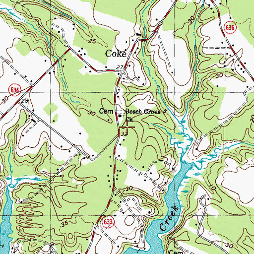 Topographic Map of Beach Grove Church, VA