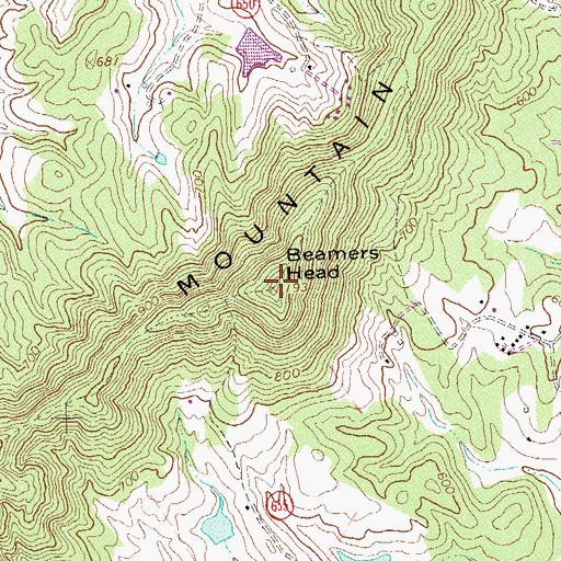 Topographic Map of Beamers Head, VA