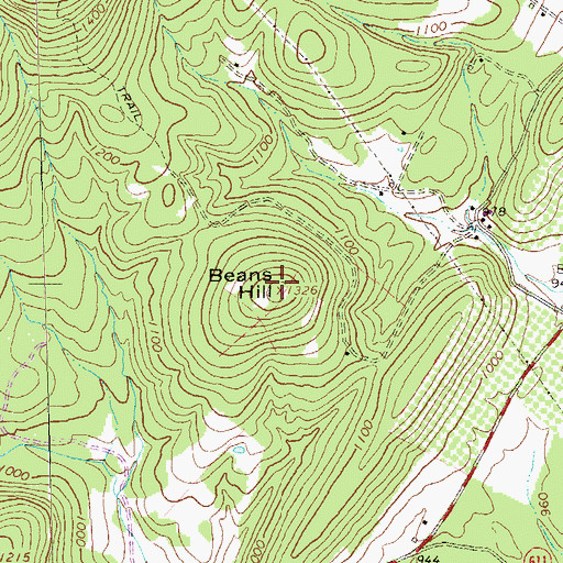 Topographic Map of Beans Hill, VA