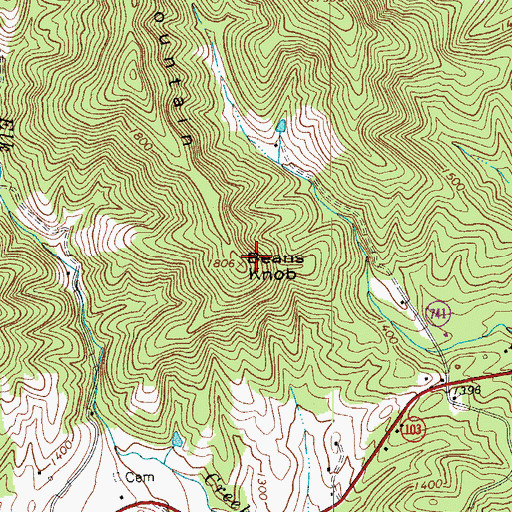 Topographic Map of Beans Knob, VA