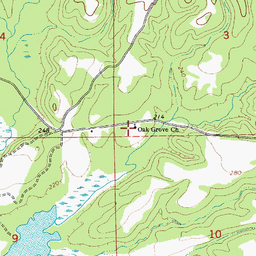 Topographic Map of Oak Grove School (historical), AL
