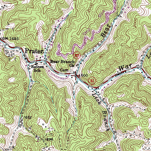 Topographic Map of Bear Branch, VA